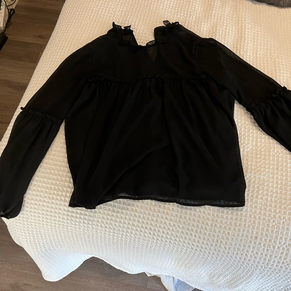 Large Forever 21 Black High Neck Blouse